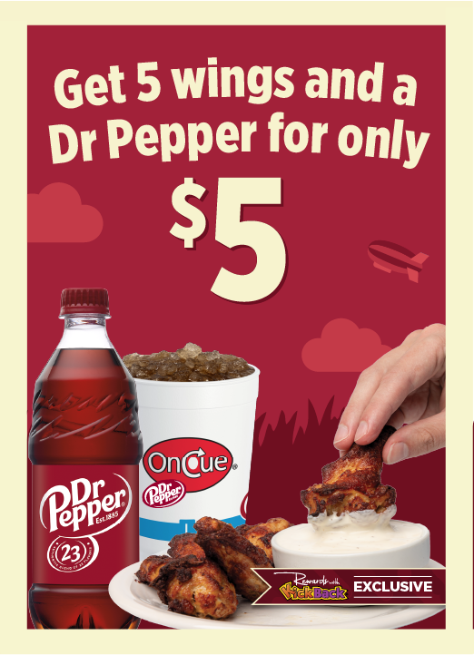 Wings and Dr Pepper for only $5 deal